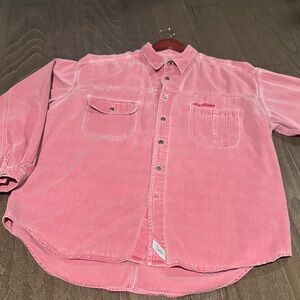 Casual Faded Red Vintage Button-Down field Shirt-Men’s L